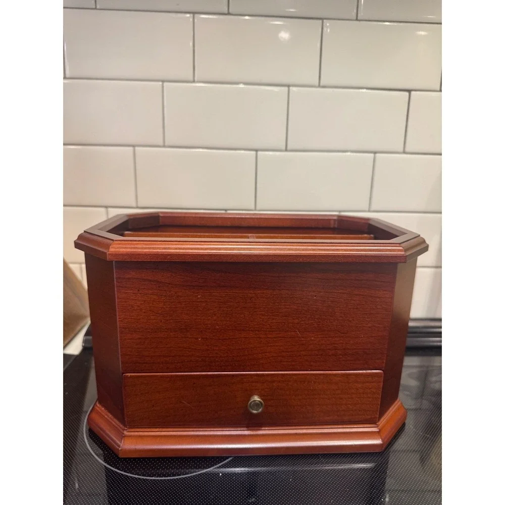 Vintage Bombay Company Wooden Desk Organizer/Jewelry Mahogany Finish Drawer